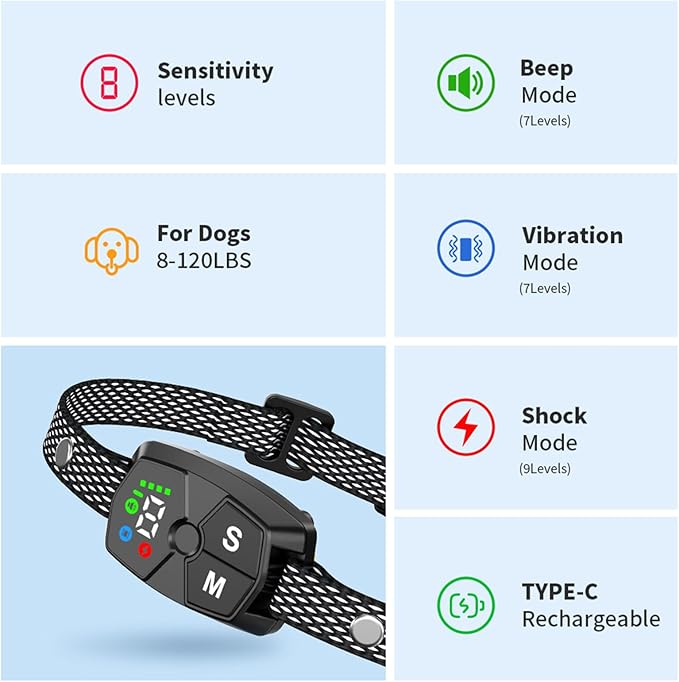 JeaTone Dog Bark Collar 8 Adjustable