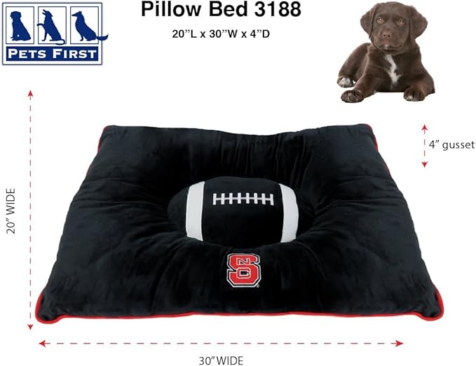Pets First NCAA PET BED- North Carolina State Wolfpack Soft & Cozy Plush Pillow Bed.