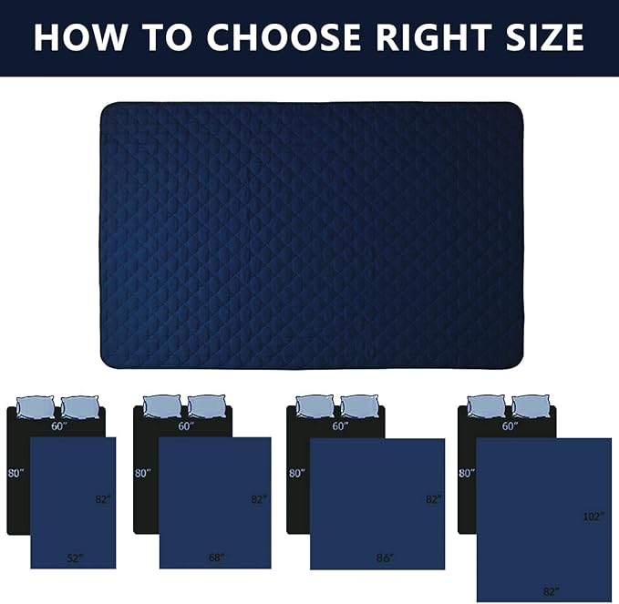 SPXTEX Dog Bed Cover Washable Pee Pads Dog Blankets for Puppy Large Dog Cat 1 Piece(52"x82",Navy+Stoneblue)