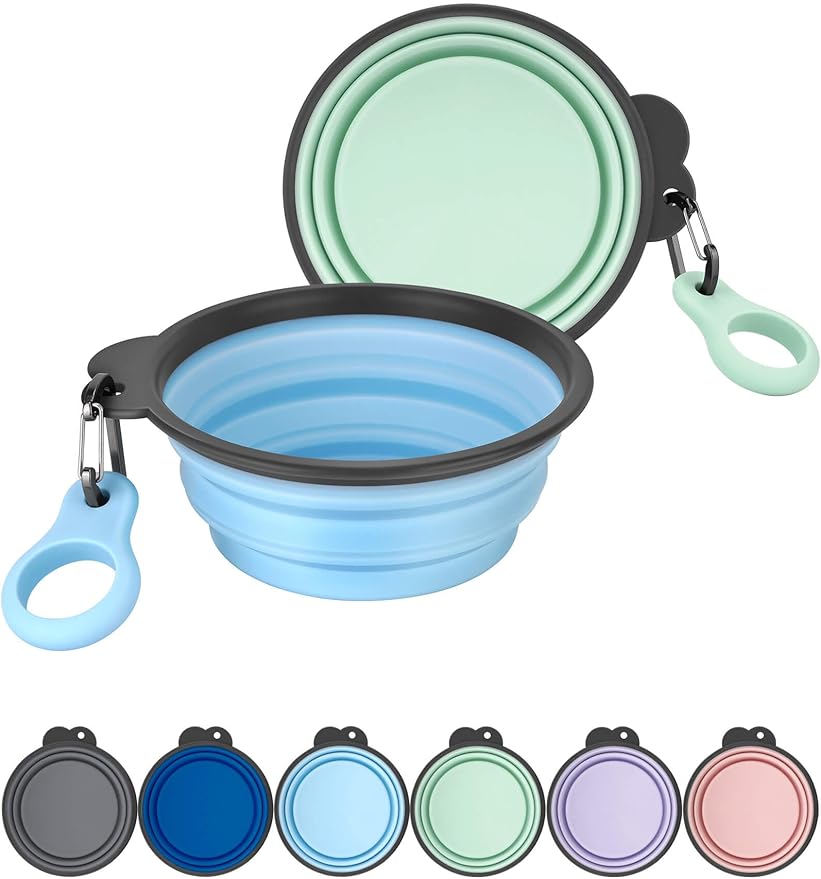 Aonkey Collapsible Dog Bowls with Bottle Carrier 2 Pack 37oz