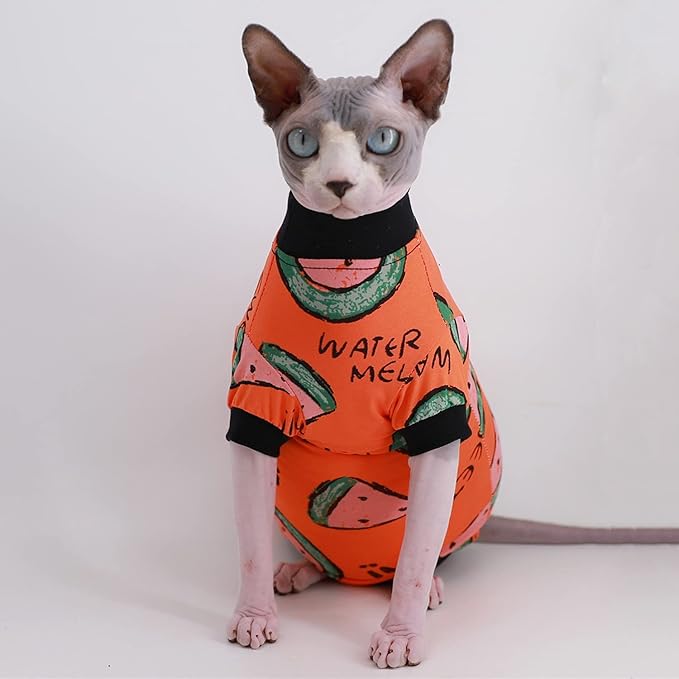 Sphynx Hairless Cat Cute Summer Cotton T-Shirts Pet Clothes 1))