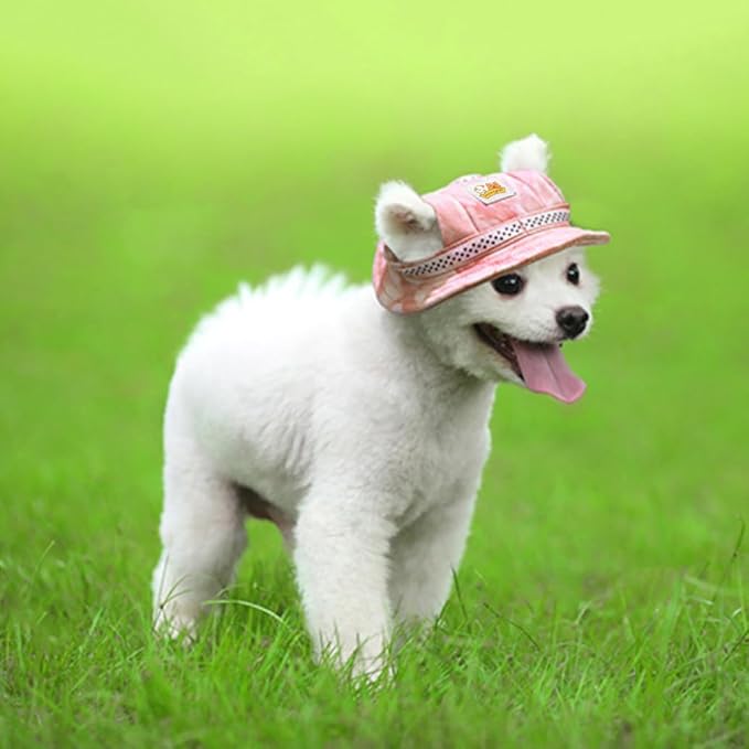 Leconpet Princess Pet Hat Dog Caps Hats with Neck Strap Adjustable Comfortable Ear Holes for Small Medium Dogs in Outdoor Sun Protection (L