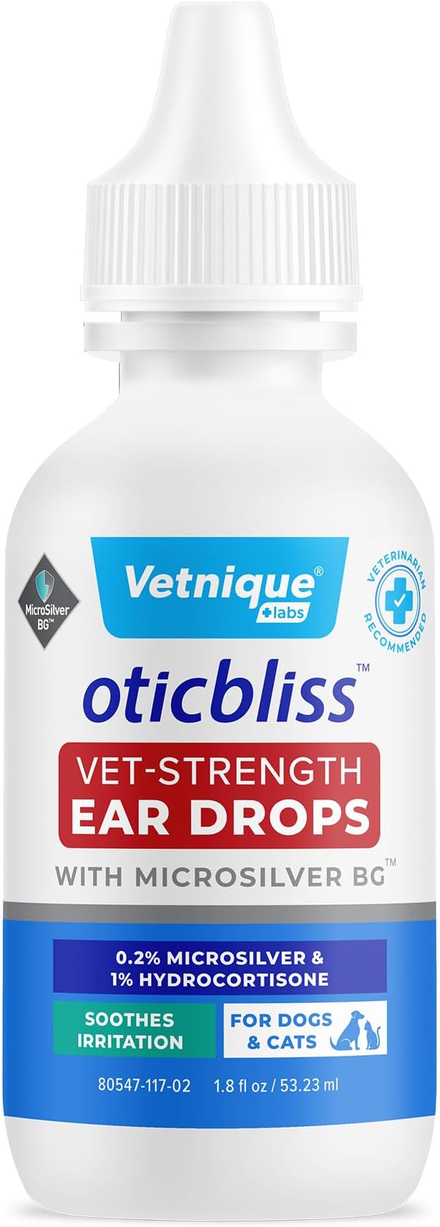 Vetnique Oticbliss Cat & Dog Ear Infection Treatment Drops 1% Hydrocortisone