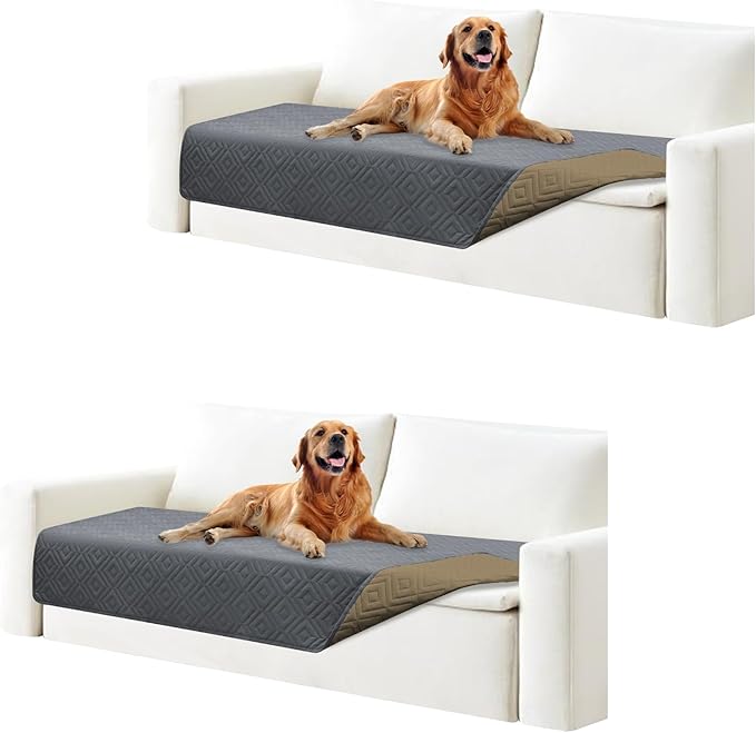 2 Packs Waterproof Dog Bed Cover Cover,30x70 Inch Cats,Dogs,Pets(2 Pcs-Grey/Camel)