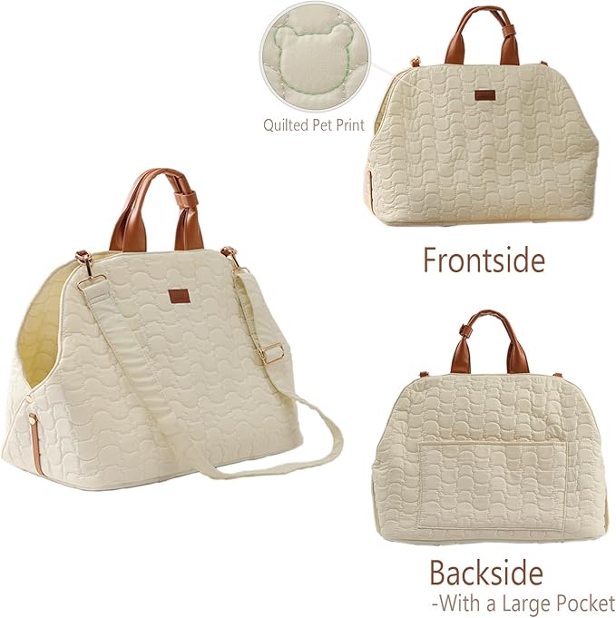 HSC PET Cats Carrier Quilted Pet Purse Soft-Sided Leisure Puppy Pups Traveling Go to Vet Pocket,11 lbs Puppy/14 lbs