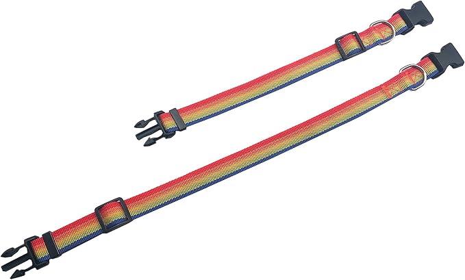Adjustable Nylon Dog Collar 1 Inch 3/4 Inch 5/8 Inch (S(5/8" x 11-16"), Rainbow)