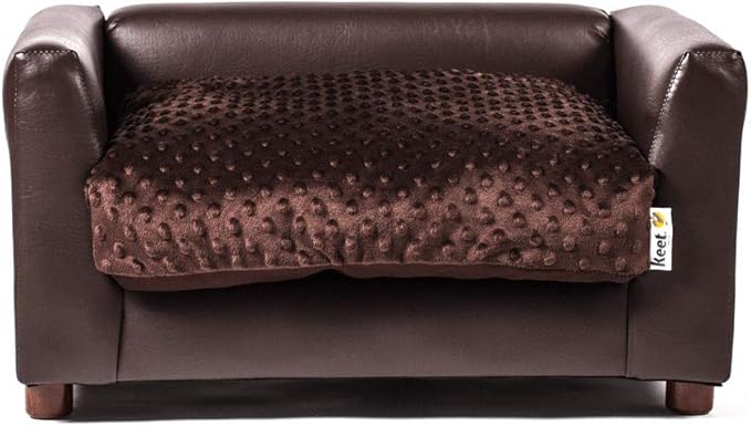 Keet Fluffy Deluxe Pet Bed Sofa Chocolate Small
