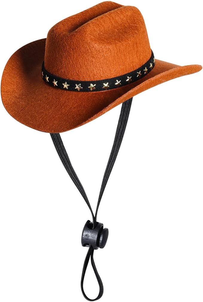 choyaxo Pet Cowboy Costume Cosplay Cap Halloween Costumes for Dogs Cat Pet Party Decoration Mini Cowboy Hat (Brown