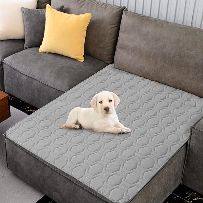 Waterproof and Non-Slip Dog Bed Cover and Pet Blanket Sofa Pet Bed Mat ,car Incontinence Mattress Protectors Furniture Couch Cover for Most Cats Dogs Pets(52x82-Light Grey)