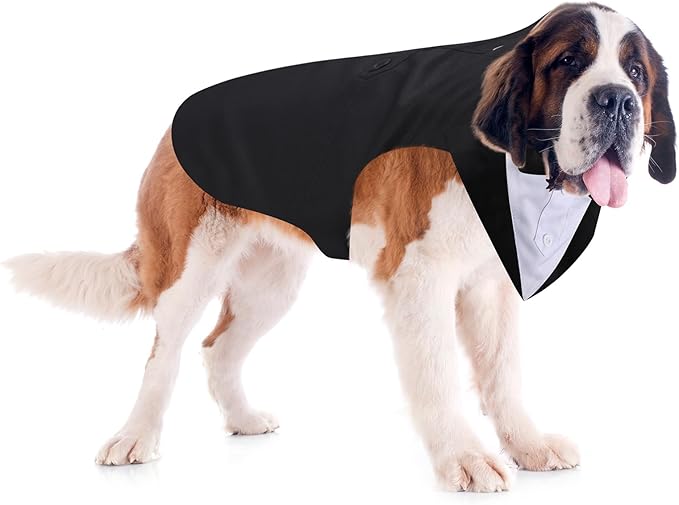 Dog Tuxedo and Bandana Set Dogs Formal Tuxedo PET Wedding Party Suit Wedding Bow Tie Shirt for Wedding Christmas Birthday Costumes (Cute Style