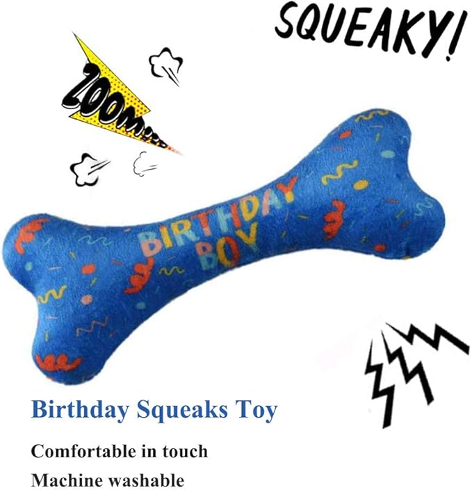 Dog Birthday Boy Bandana Hat Toy Set Pet