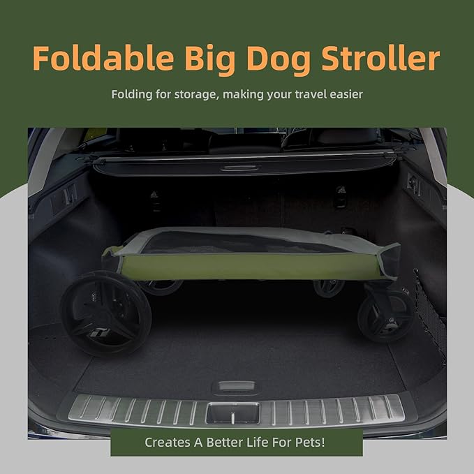 Dog Stroller for Large Dogs 132 lbs,Travel 2-3 Dogs(Green)