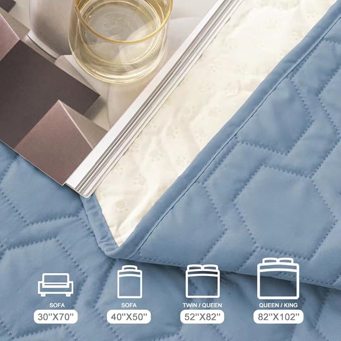 Waterproof and Anti-Slip Dog Bed Cover and Pet Blanket Sofa Pet Bed Mat car Incontinence Mattress Protectors Furniture Couch Cover for Most Cats Dogs Pets(40x50-Stoneblue)
