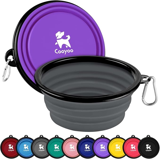 COOYOO Collapsible Dog Bowl 2 Pack 2 Carabiners