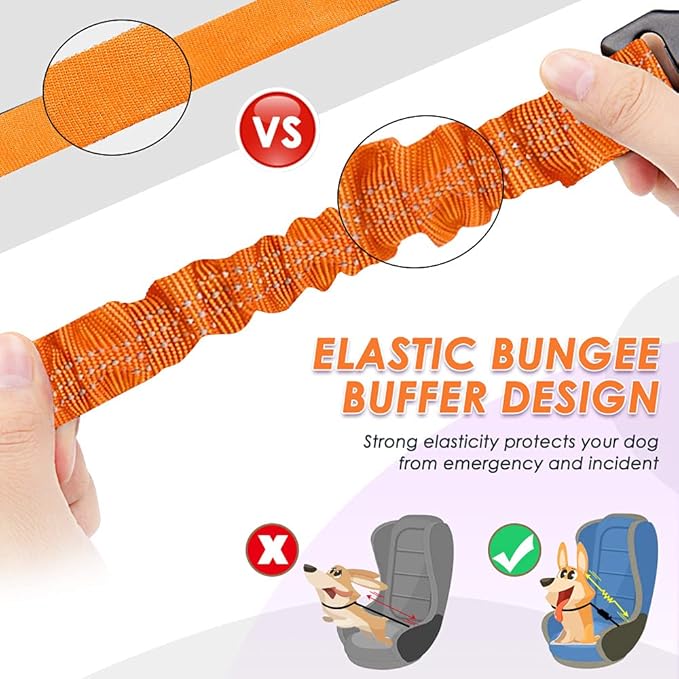 SlowTon Dog Car Seat Belt (Orange,1 Pack)