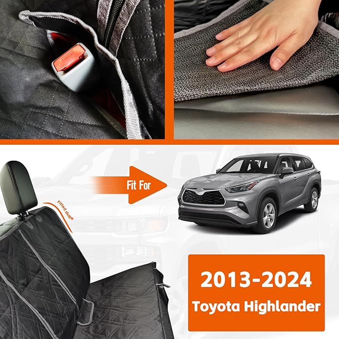Dog Car Seat Cover Compatible with Toyota Highlander 2013-2024 600D Heavy