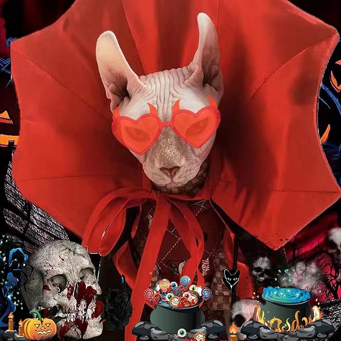 Dog Vampire Cloak Costume Halloween Pet Cloak Cat 2PCS Novelty