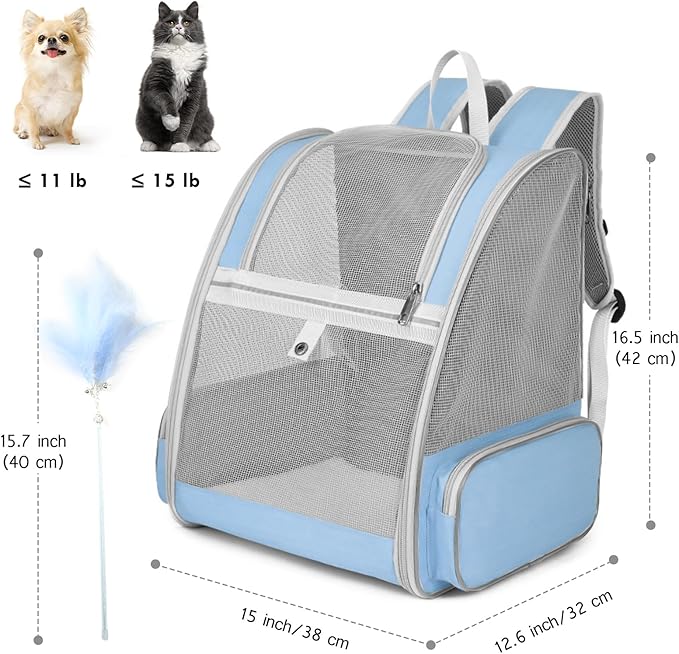 Cat Backpack Carrier 15lbs, Ventilated