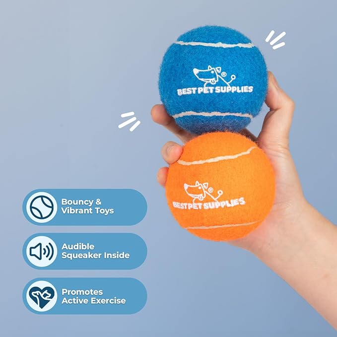 Best Pet Supplies Squeaky Tennis Toys for Dogs 4-Pack, Heavy-Duty