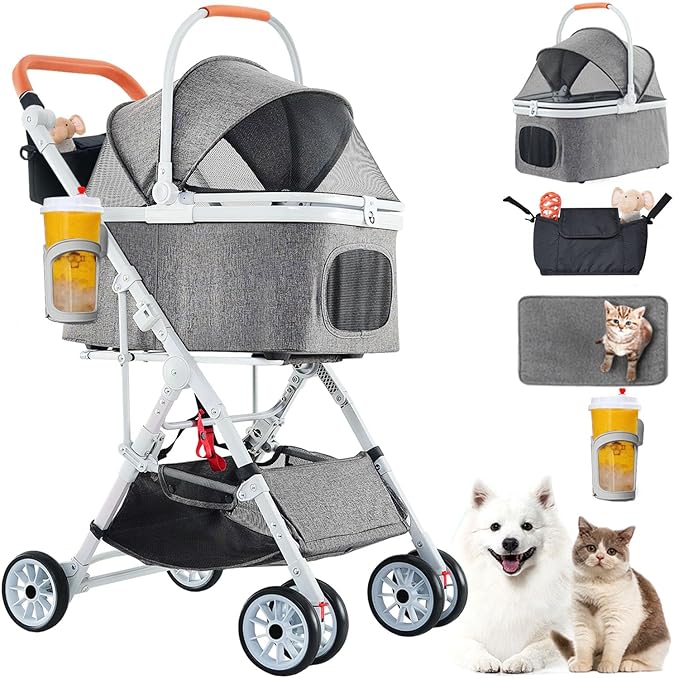 Pet Stroller 33 Lbs,Adjustable Handle,180˚ Convertible