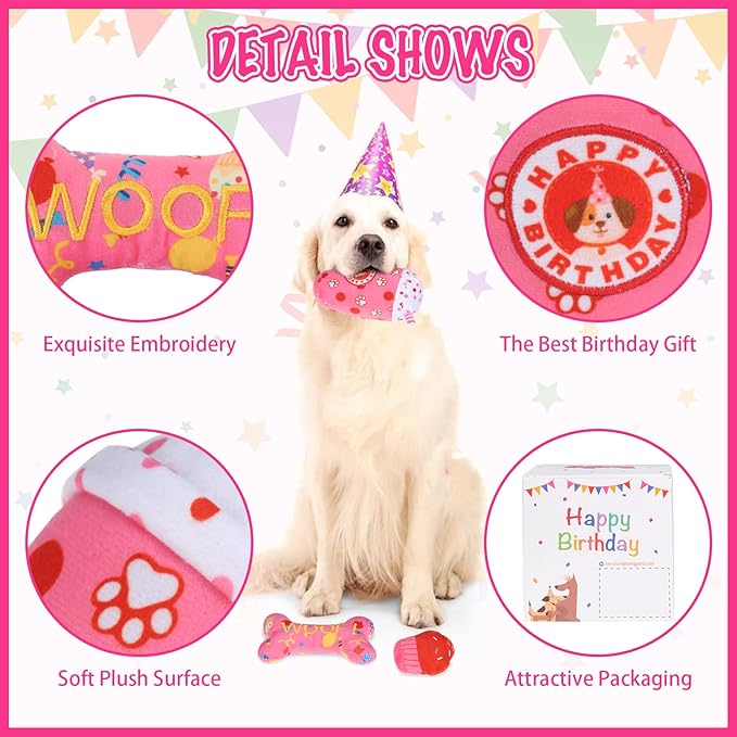 BINGPET Dog Birthday Toys 4 Pcs