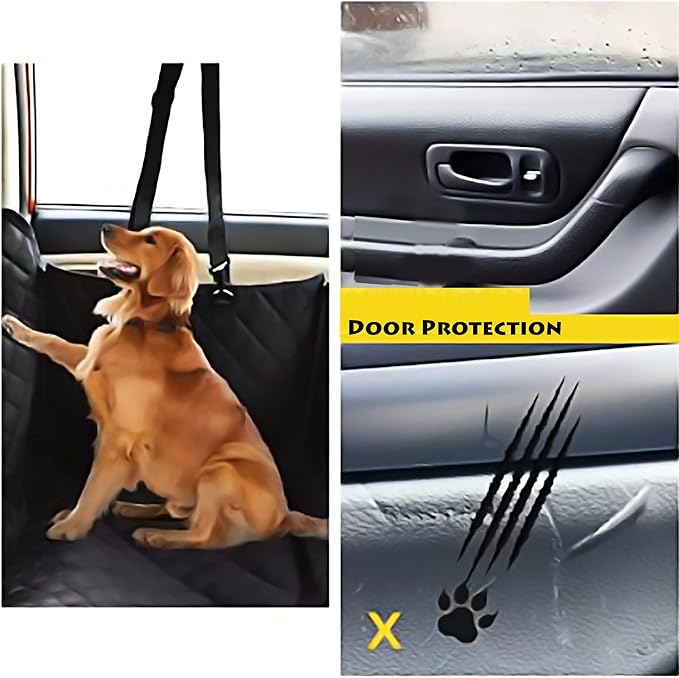 Dog Car Seat Covers for Back Seat Waterproof with Mesh Window Durable Scratchproof Nonslip Dog Car Hammock with Universal Size seat Protector Fits for Cars