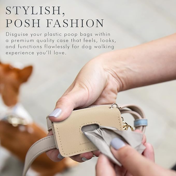 Leather Poop Bag Holder- Versatile Vegan Leather Waste Bag Holder for Dog Poop