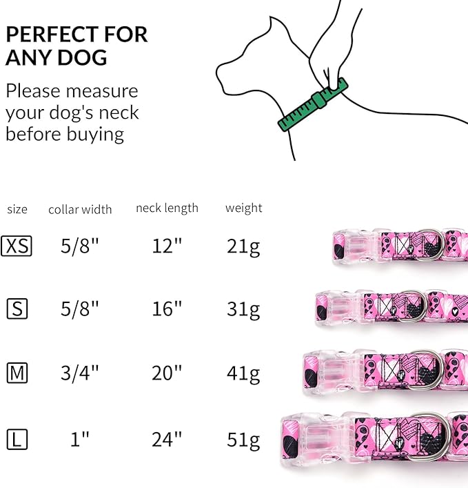 Floral Print Puppy Dog Collar for Small Medium Large Dogs Collars with Quick Release Buckle for Girls Female Dog Soft Nylon Comfortable Durable Pet Collar (NO5