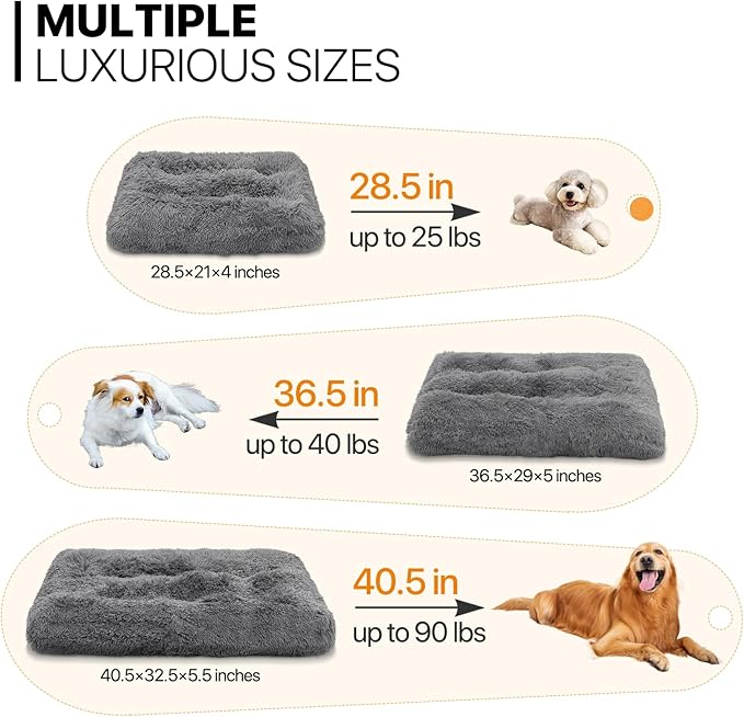 MoNiBloom 28.5"x21"x4" Dog Beds for Small Size Dogs Machine-Washable Long Plush Pet Beds Warming Cozy Soft Bed for Dogs and Cat