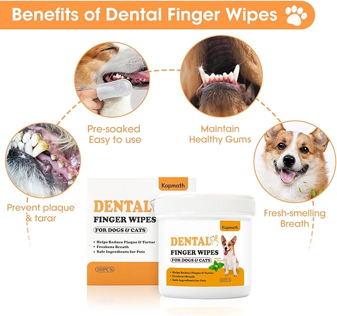 Dental Care Finger Wipes for Dogs & Cats Flavor,100pcs