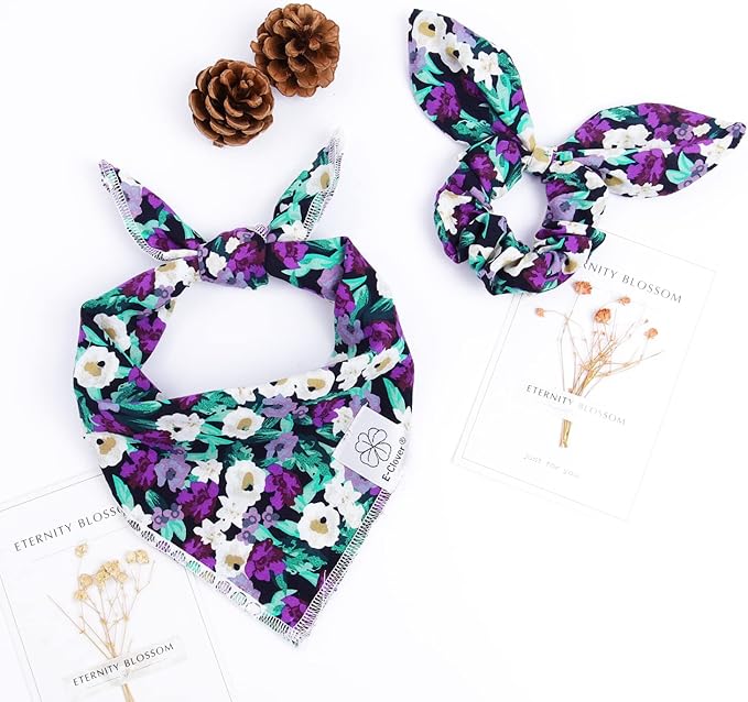 E-Clover Dog Bandanas & Matching Scrunchie Set Hawaii