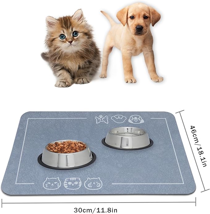 YCT Cat Pet Food Mat 11.8"x18.1" Navy