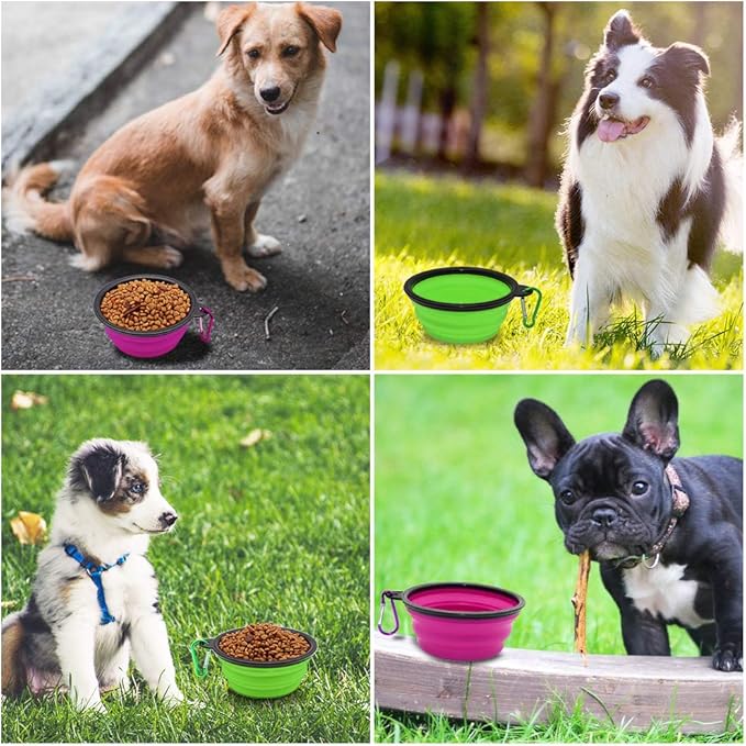 Dog Bowl Pet Collapsible Bowls 2 Pack 2 Carabiners