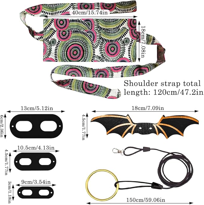 Zayookey Bearded Dragon Carrier Leather Leash Set Lizard Adjustable Harness Leash (S,M,L, 3 Pack) Reptile Small Pet Backpack Bearded Dragon Training Leashes for Outdoor Travel