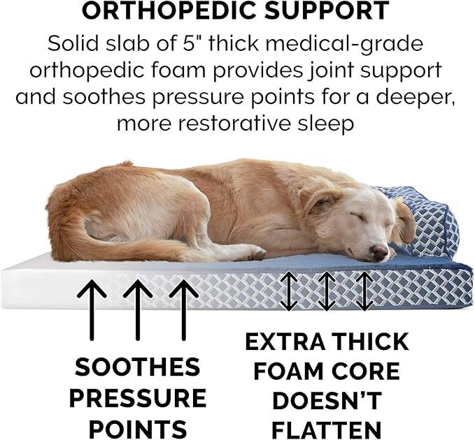 Furhaven Orthopedic Dog Bed for Large Dogs w/ Removable Bolsters & Washable Cover 125 lbs