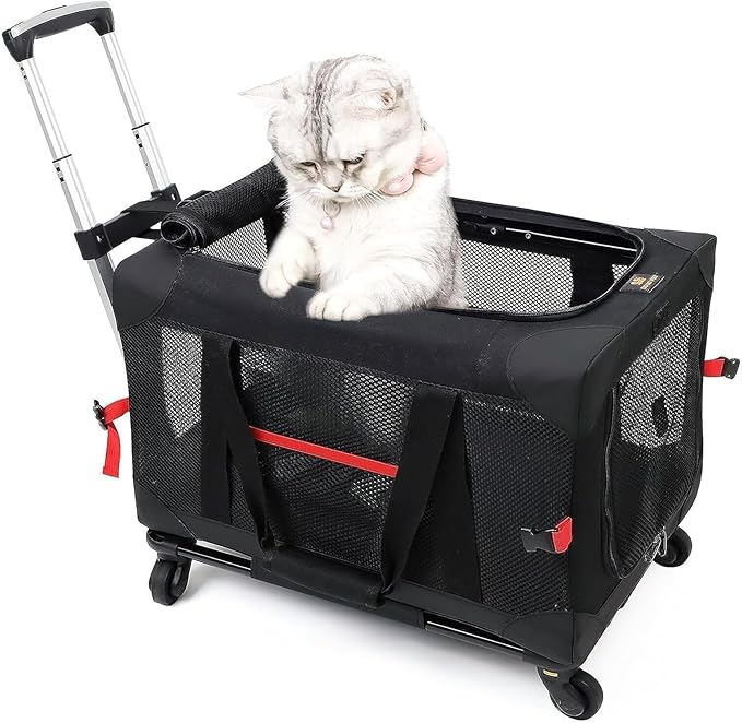 Cat Carrier for Large Cats 20 to 25 Pounds with Wheels 20 lbs 25lbs,Collapsible Hard