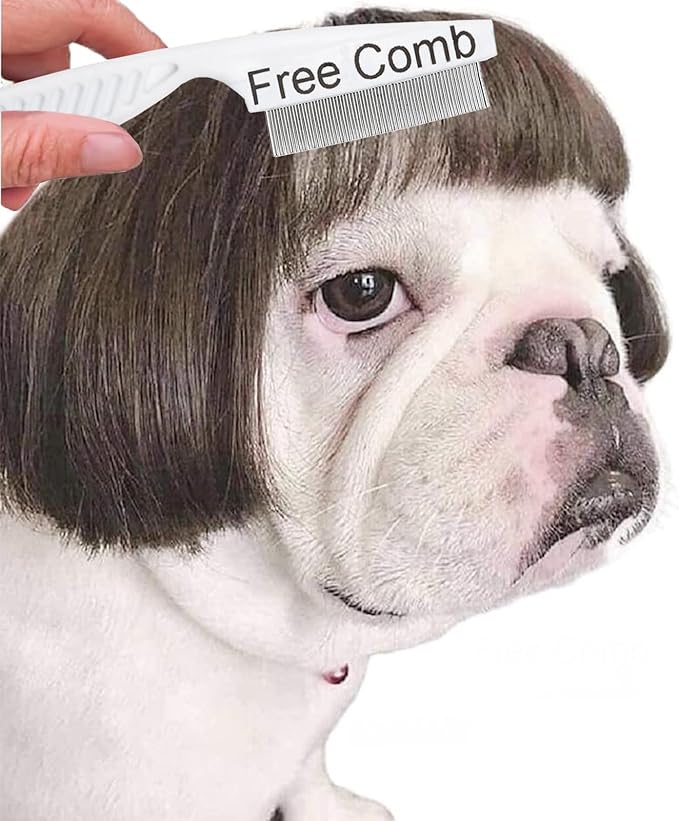KSYVUCRD Funny Dog Wig with Free Grooming Comb for Small Medium Large Dogs