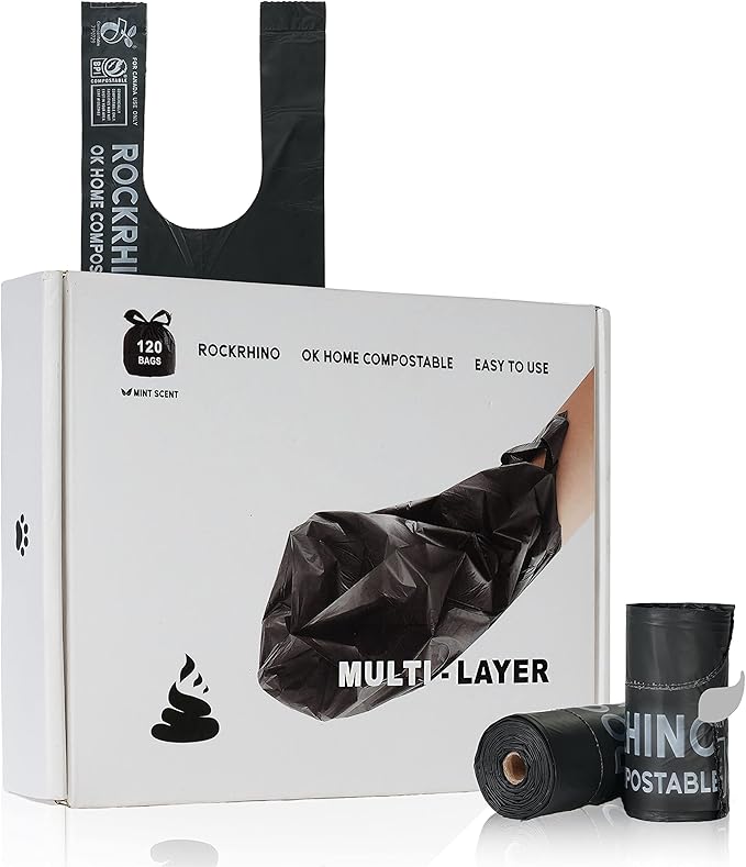 Certified Home Compostable Dog Poop Bags with Handles 120 Bags