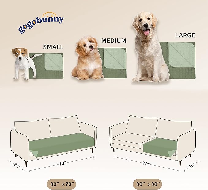 gogobunny 100% Double-Sided Waterproof Dog Bed Cover Pet Blanket Sofa Couch Furniture Protector for Puppy Large Dog Cat (32x53 Inch 1), Dark