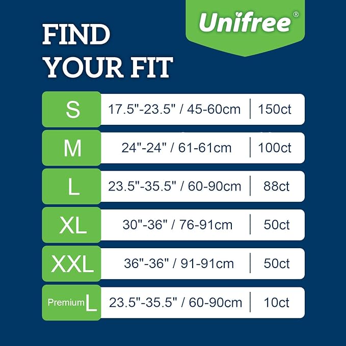 Unifree Disposable Underpad 100 Count, 24x24 Inch)