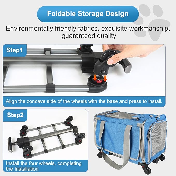Airline Approved Expandable Premium Pet Carrier on Wheels 25 LBS(Upgrade