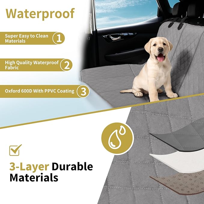 Easy-Going Waterproof Back Seat Extender for Dogs (53"x48", Grey)