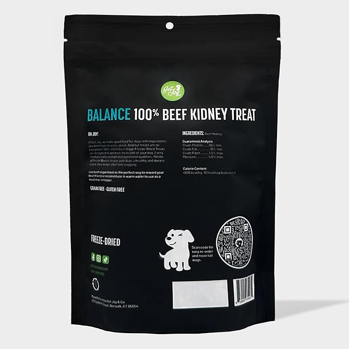 Get Joy Freeze Dried Superfood 100% Beef Kidney Dog Treats 4 Ounce