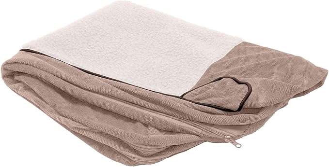 Furhaven Replacement Dog Bed Cover Sherpa & Chenille Sofa-Style