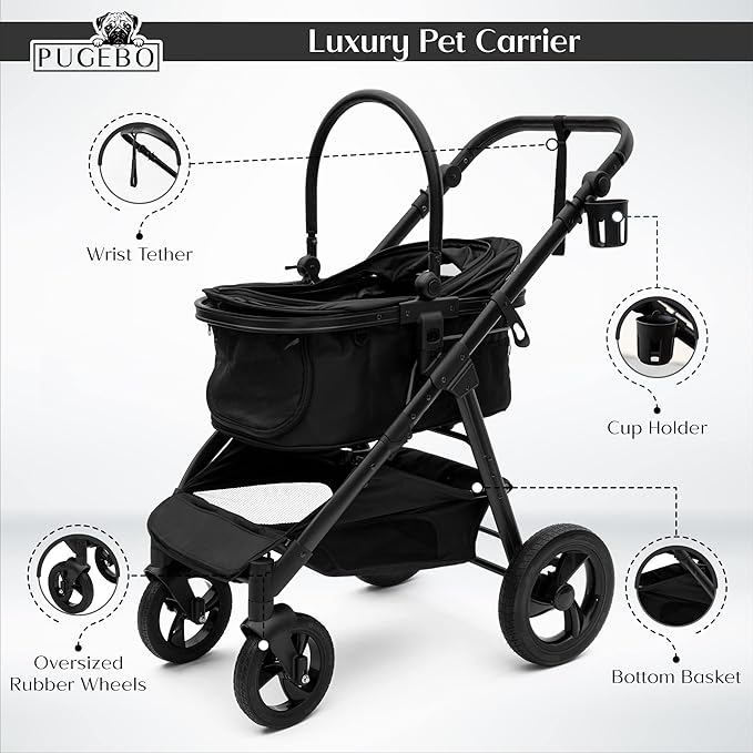 Dog Stroller Pet Cat Carrier 2-in-1 Travel