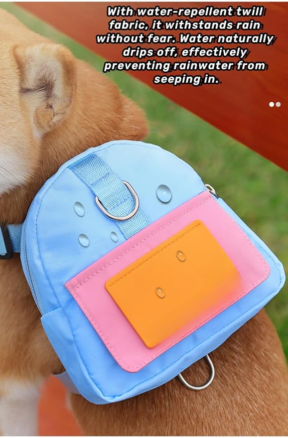 Cute and Functional Pet Outing Backpack with Adjustable Width and Water-Resistant Fabric. (Blue