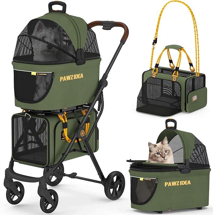 PAWZIDEA Double Pet Stroller for 2 Cats Dogs Small & Medium 2 Dog