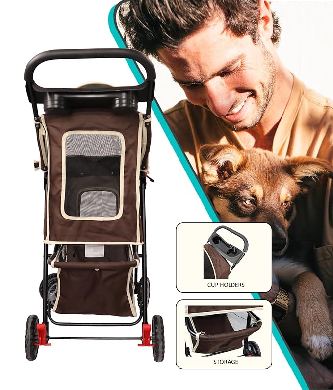AmorosO 4 Wheels Pet Convenient Stroller