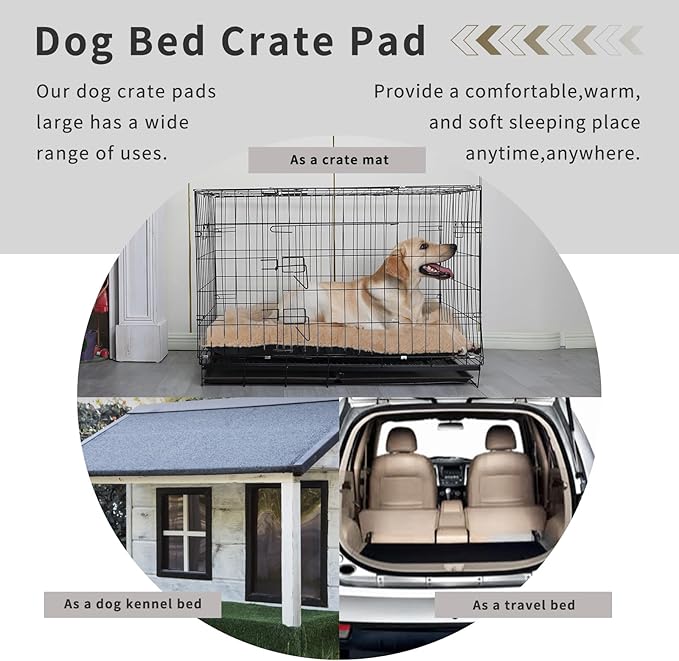 Plush Dog Beds for Large Dogs for 42 Inch Dog Crate Bed 42x28,Khaki Dog