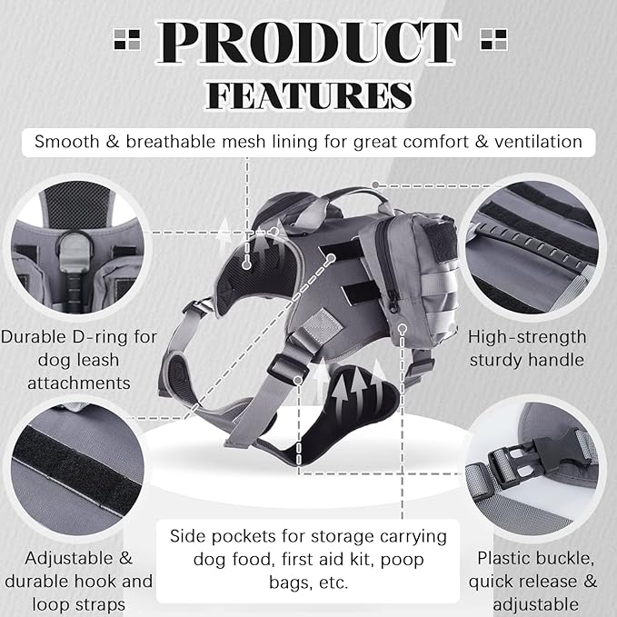 ROZKITCH Dog Backpack for Medium & Large Dogs Outdoor Hiking Camping